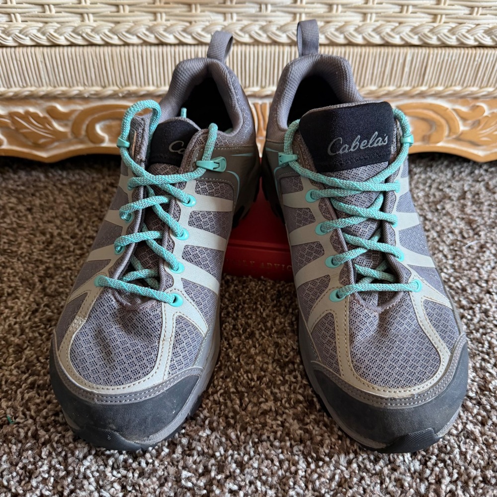 Cabelas XPG Gore-Tex Hiking Shoes Womens 9 Grey Aqua Vibram Waterproof Trail